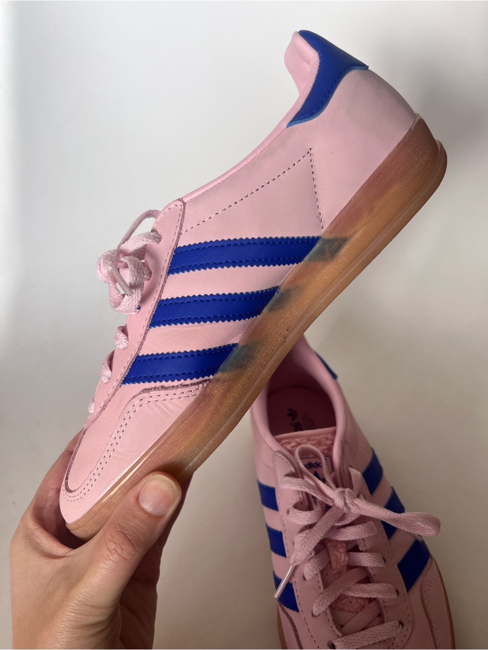 Adidas Originals Gazelle Indoor Sneaker Clear Pink Lucid Blue Size 6 - Picture 7 of 11